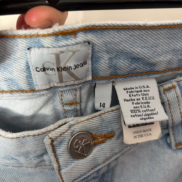 Calvin Klein 1980s Vintage Union USA Jeans Sz 14 Straight High Rise Light Wash - Picture 7 of 8